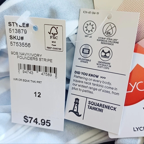 Lands End 90s Founders Stripe Tankini - Picture 6 of 6